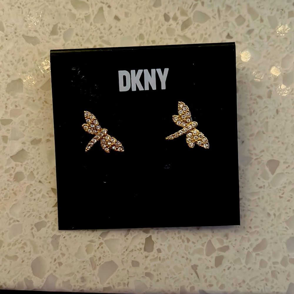 DKNY Stunning SPARKLING Dragonfly Studs in Sterling 925
